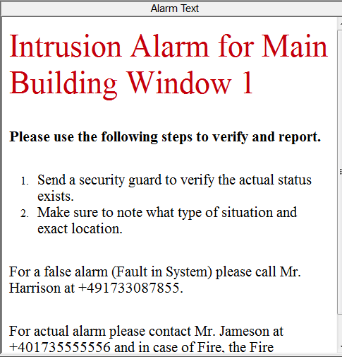 Alarm Text